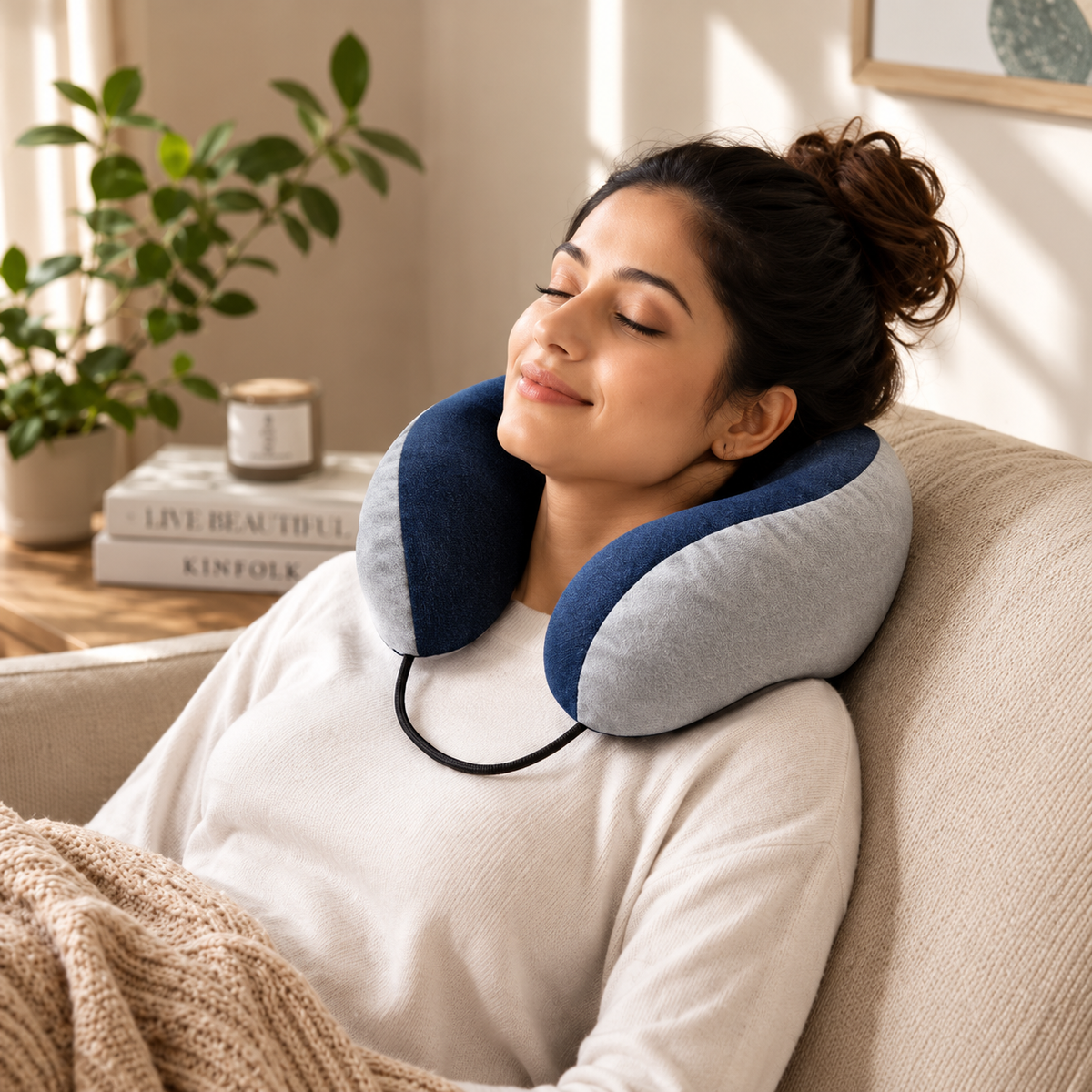 Memory Foam Travel Neck Pillow – Comfortable Neck Support